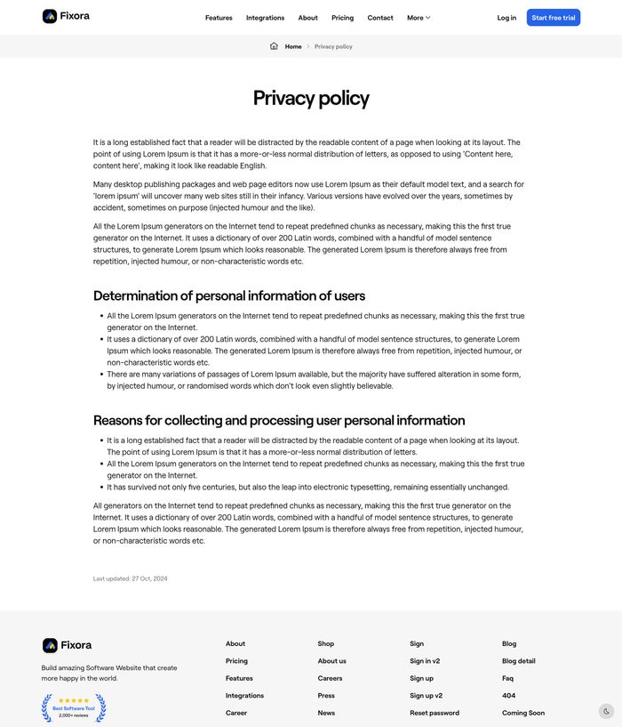 Privacy policy